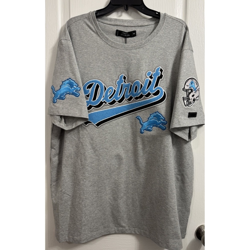 Pro Standard NFL Detroit Lions Men's Script Tail Logo Tee‎ Gray Sz 2XL
